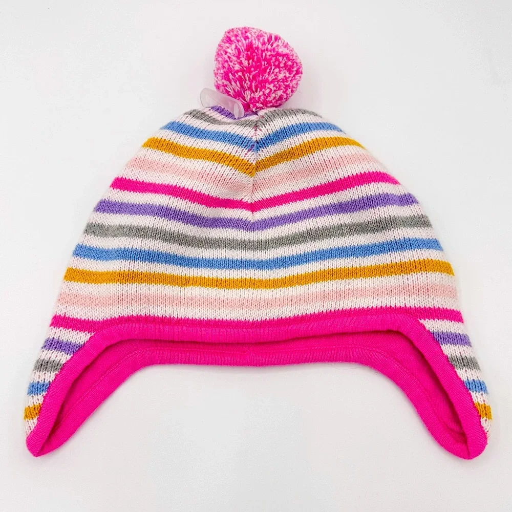 Tucker & Tate Pink Striped Pom Pom Winter Hat